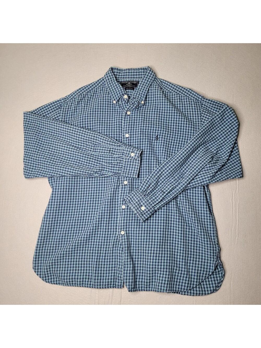 Vintage Polo Ralph Lauren Shirt Mens XL Madras Plaid Cotton Classic Button Up